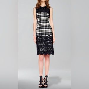 Michael Kors Lace-Paneled Plaid Dress Sz2